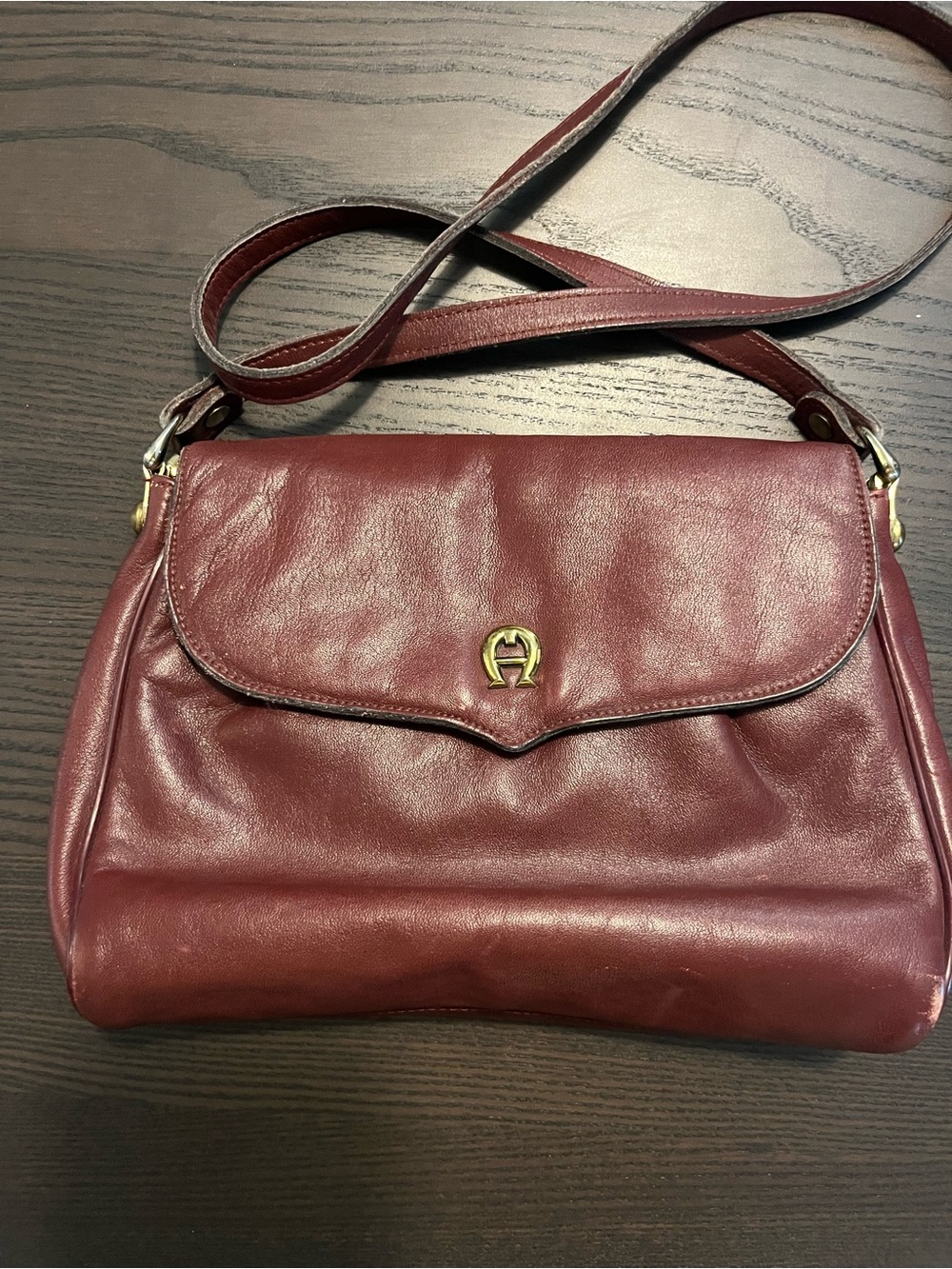 Vintage Aigner Etienne Aigner Oxblood Leather Shoulder Bag Purse Burgundy